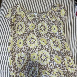 Yellow and Brown Patterned Top
